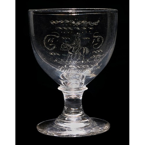 Appraisal: An English inscribed glass rummer dated engraved in diamond point