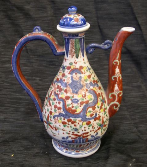 Appraisal: Chinese Polychromed Porcelain Wine Ewer in Celestial Dragon decor in