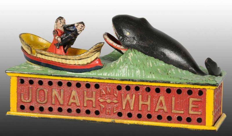 Appraisal: Cast Iron Jonah the Whale Mechanical Bank Description Manufactured by