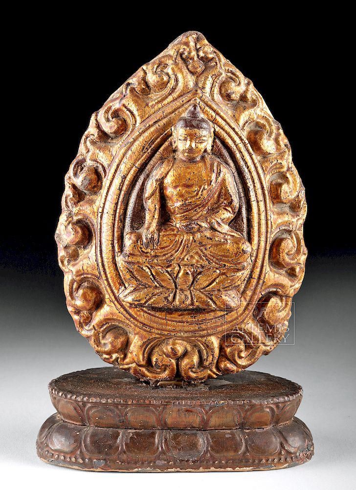 Appraisal: th C China Gilt Wood Altar Decoration - Buddha East