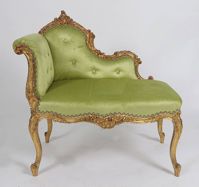 Appraisal: A LOUIS XV STYLE WINDOW SEAT with foliate scroll giltwood