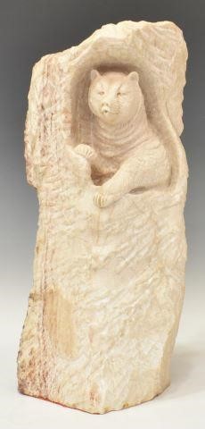 Appraisal: Alabaster sculpture Emerging Bear signed at the front with an