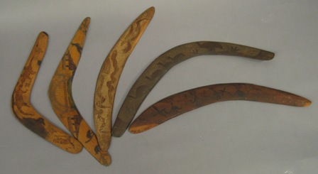 Appraisal: Attributed to A Perrett Boomerang with incised decoration depicting Sydney