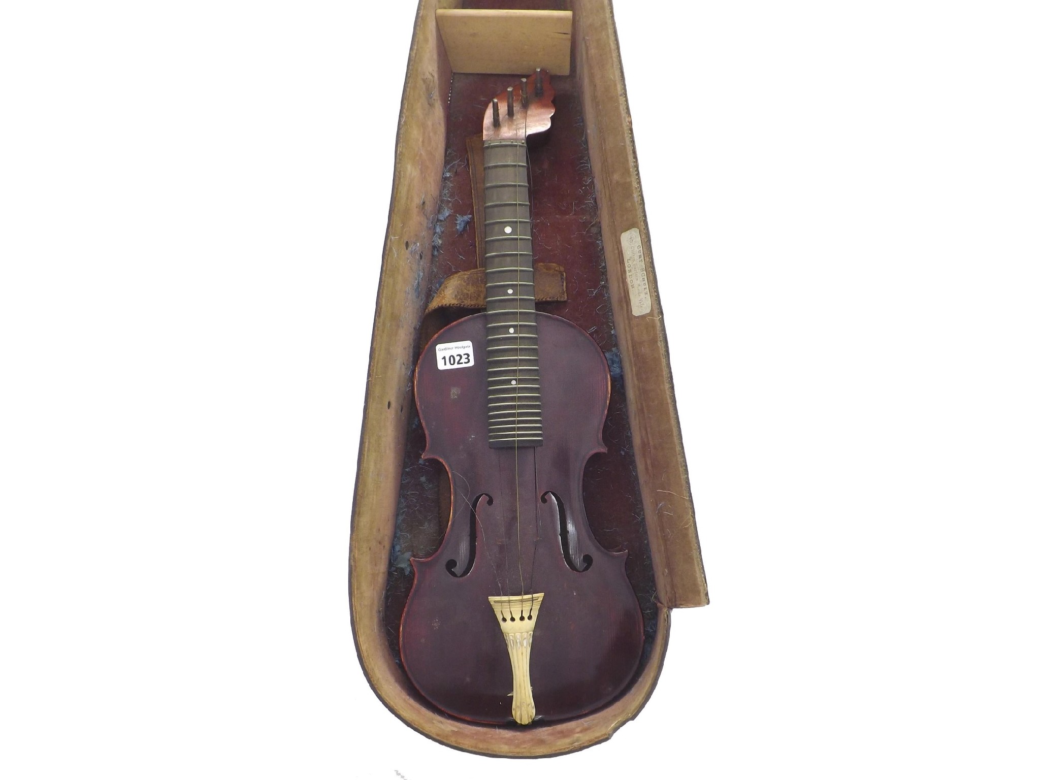 Appraisal: Interesting and unusual Anglo-German zither-violin by and labelled Curt Schulz