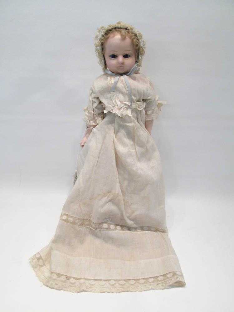 Appraisal: GERMAN WAX GIRL DOLL C - The wax shoulder head