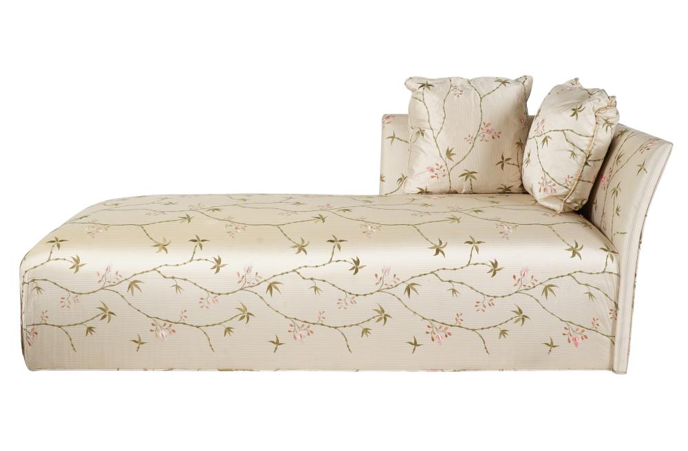 Appraisal: FULLY UPHOLSTERED DAY BEDmanufacturer unknown covered with machine-embroidered floral fabric