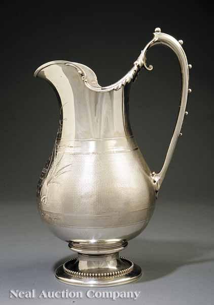 Appraisal: A Gorham Coin Silver Presentation Pitcher c marked with Gorham