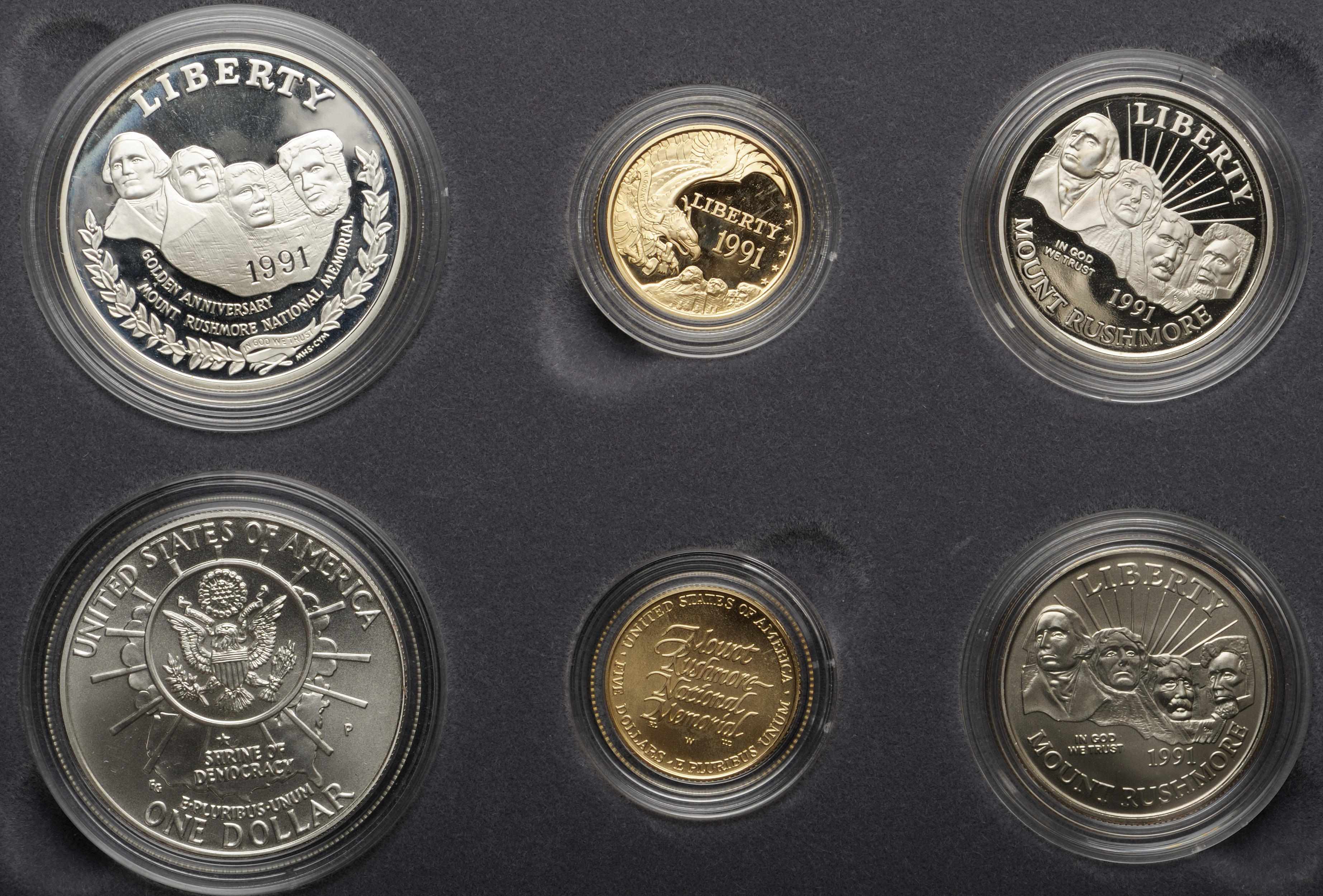 Appraisal: Mt Rushmore Anniversary Six Coin Proof Uncirculated Set Included are