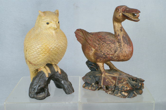 Appraisal: Chinese carved wood duck approx h th c and a