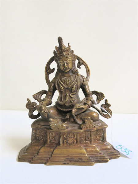 Appraisal: CAST BRONZE TIBETAN BODHISATTVA of a seated figure Height inches