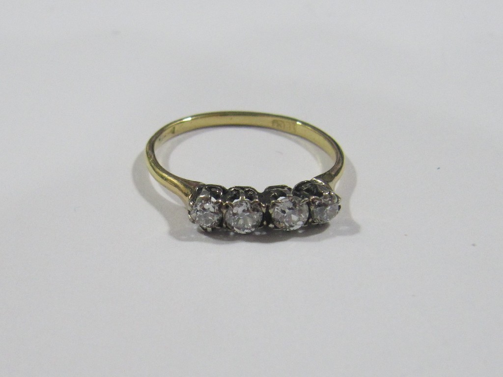 Appraisal: Eighteen carat gold rose cut diamond four stone ring Ring