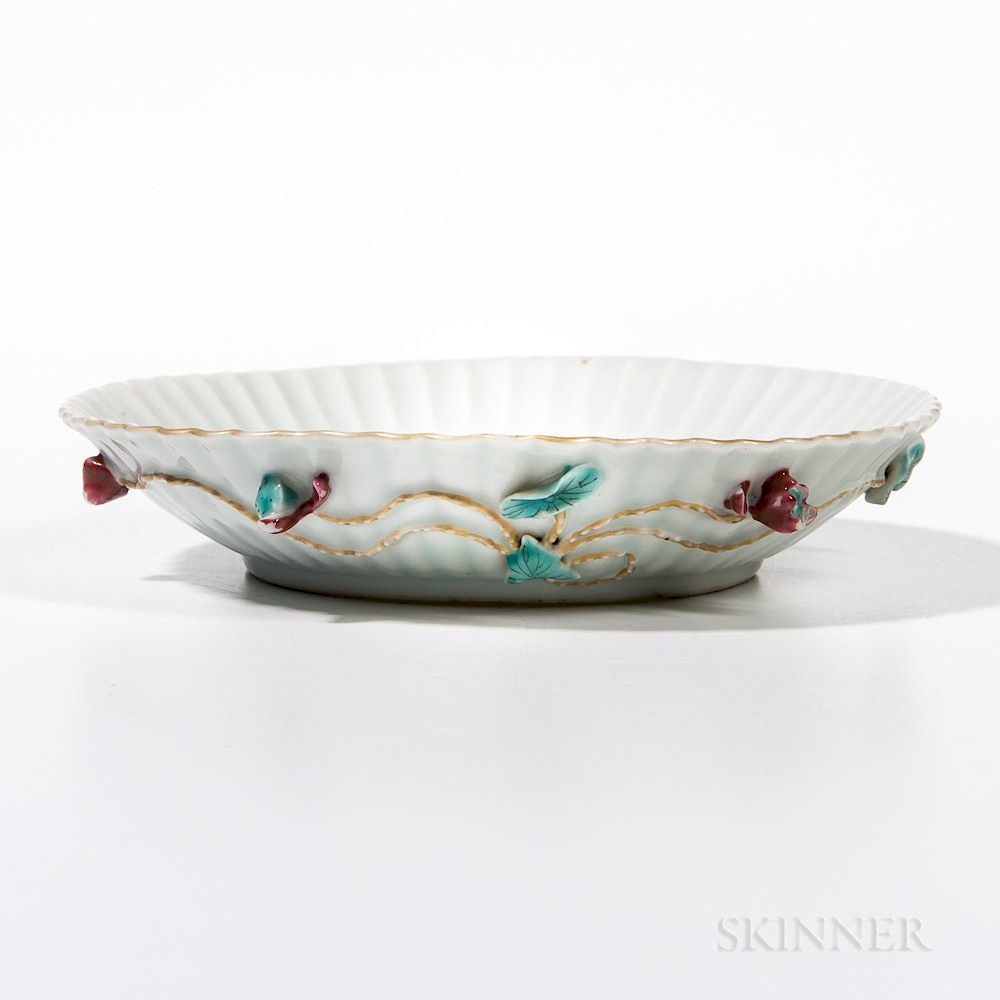 Appraisal: Export White Porcelain Petaled Dish Export White Porcelain Petaled Dish