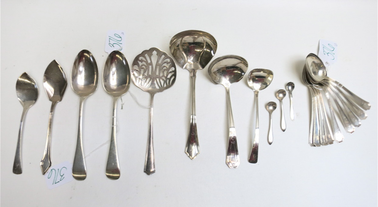 Appraisal: ASSORTED STERLING SILVER FLATWARE twenty pieces pair British sterling dessert