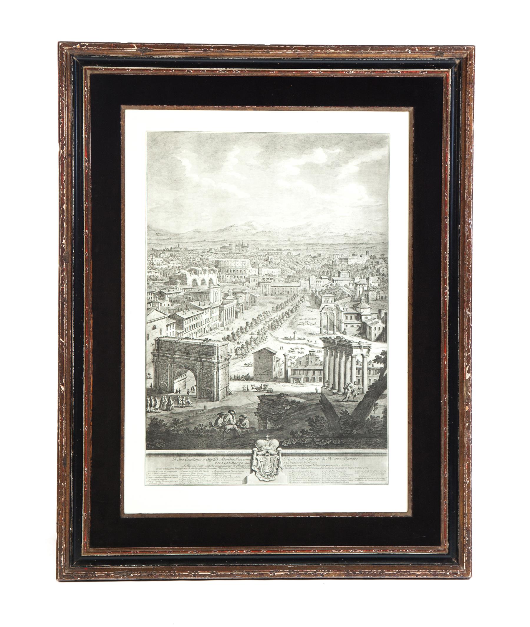 Appraisal: FRAMED ENGRAVING RESTRIKE OF ROME Restrike dated Depicts Rome with