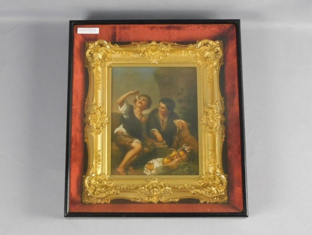 Appraisal: KPM SHADOWBOX FRAMED PLAQUE DEPICTING YOUNG BOYScarousing late th c