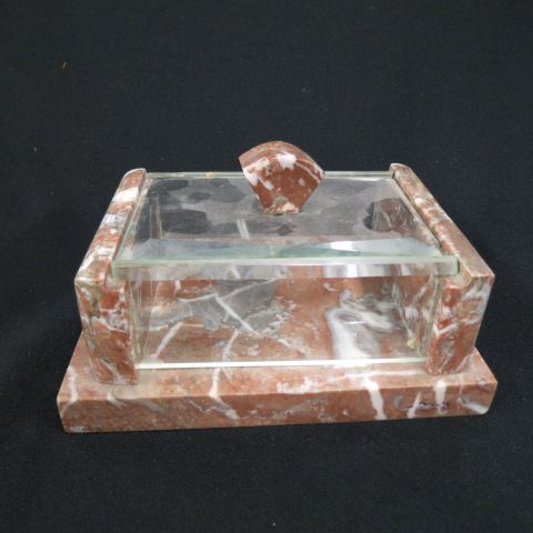 Appraisal: Marble and Glass Dresser Box