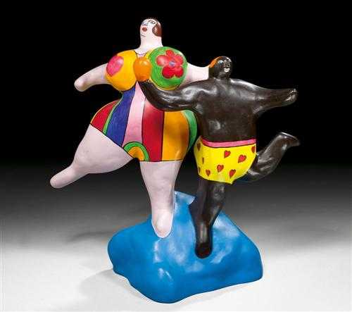 Appraisal: SAINT PHALLE NIKI DE Les Baigneurs Painted polyester E A