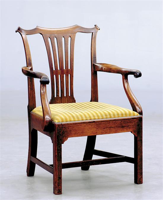 Appraisal: George III carved mahogany armchair circa waved and eared crestrail