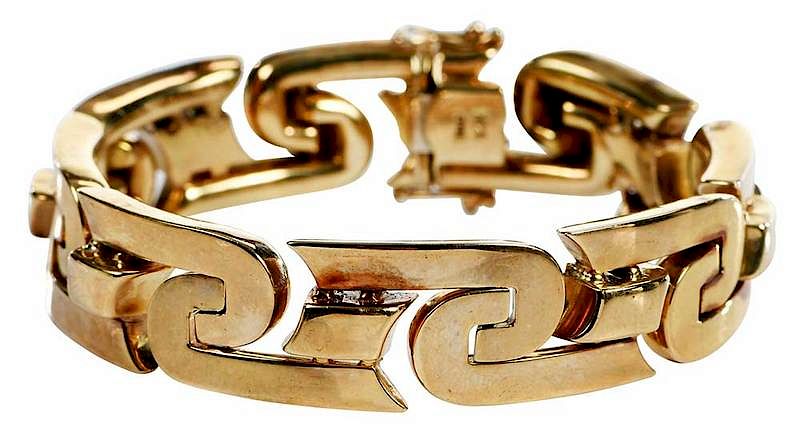 Appraisal: kt Bracelet fancy link stamped K Italy yellow gold in