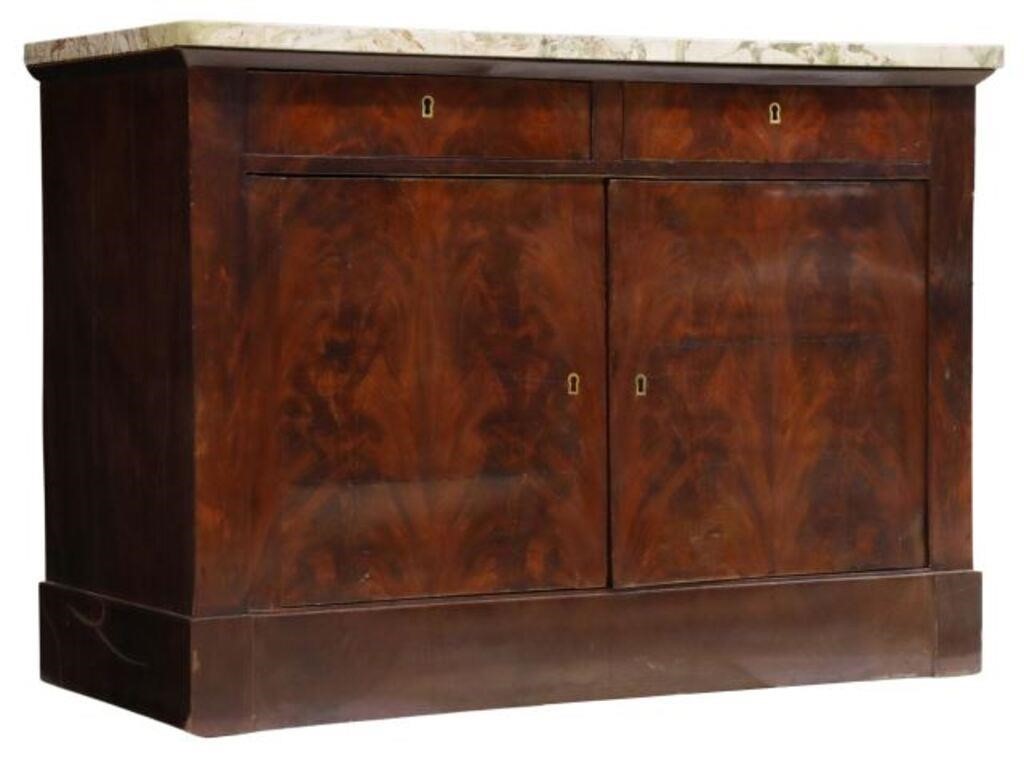 Appraisal: French Louis Philippe period marble-top mahogany sideboard mid th c