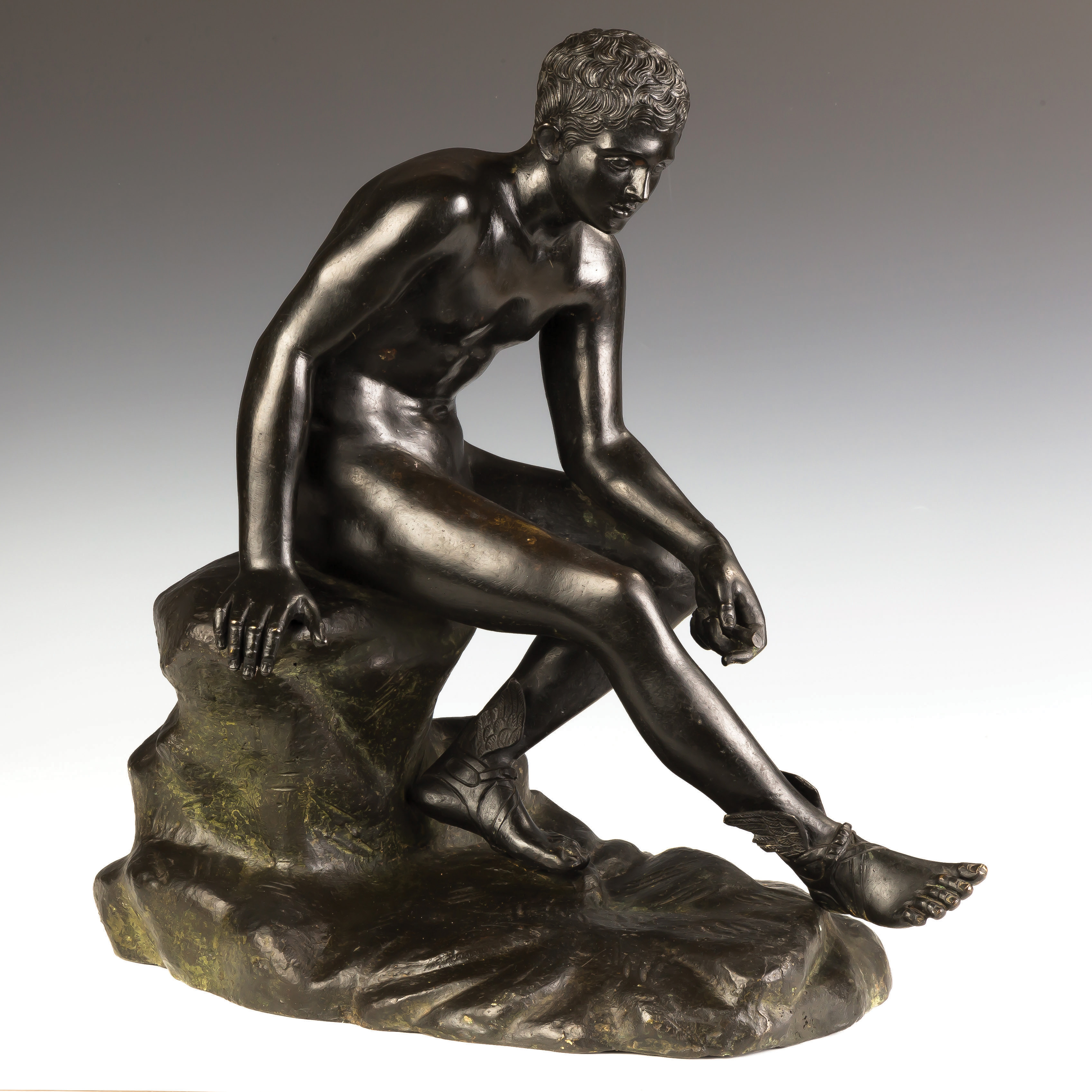 Appraisal: Seated Greek Figure Bronze Sculpture