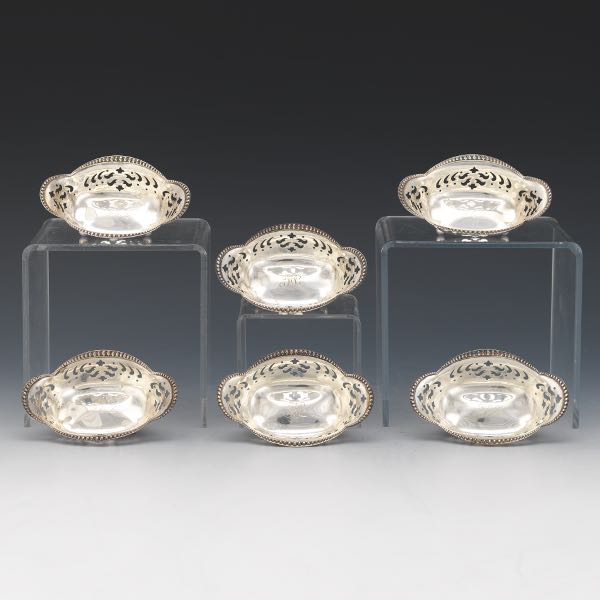 Appraisal: SIX TIFFANY CO STERLING SILVER INDIVIDUAL NUT DISHES CA -