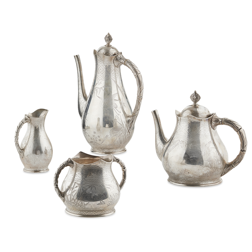 Appraisal: FREDERICK ELKINGTON LONDON AESTHETIC MOVEMENT FOUR PIECE SILVER TEA COFFEE