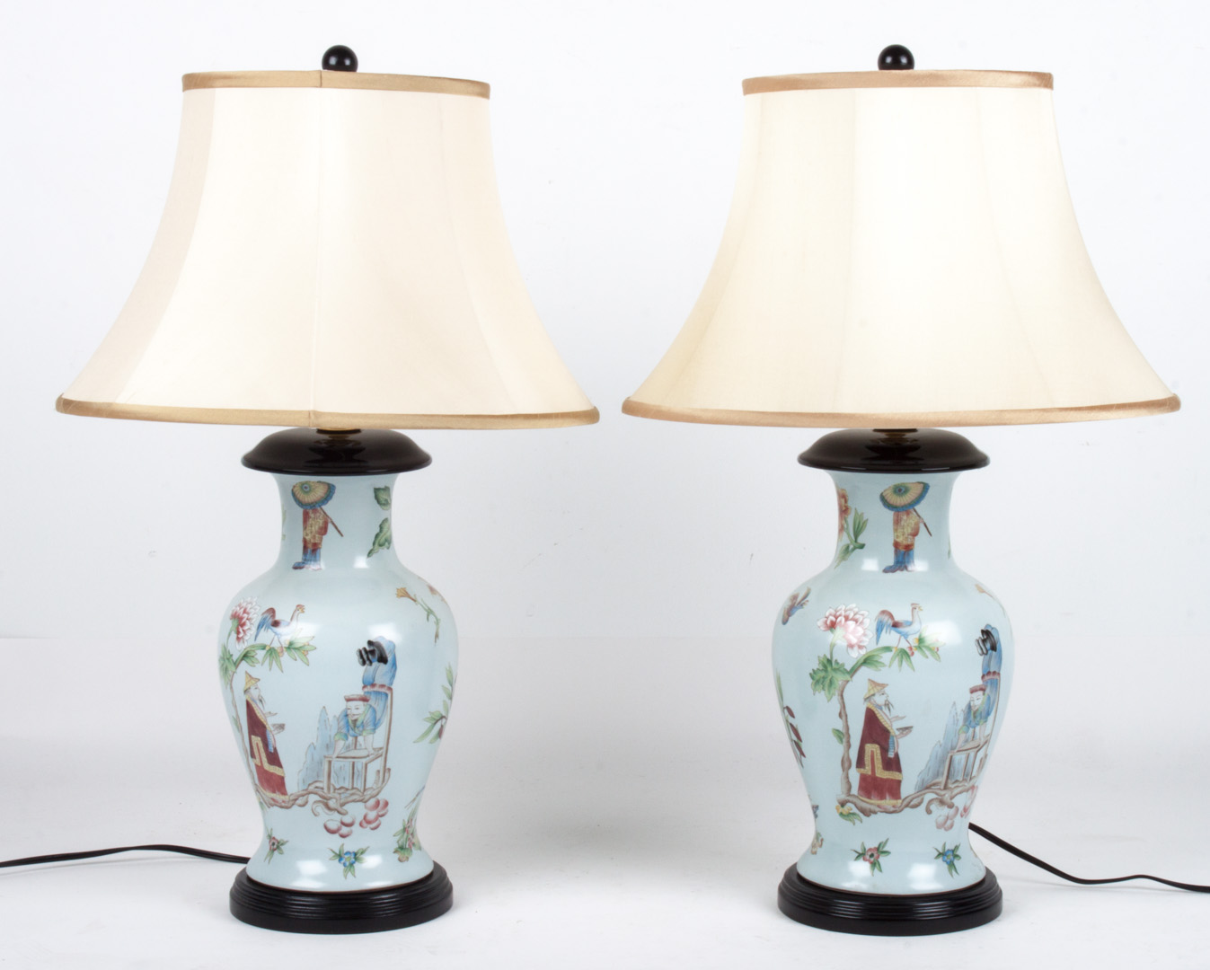 Appraisal: Pair of Chinese Export style porcelain vase lamps each vase