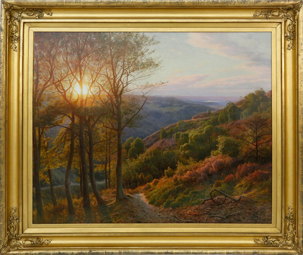 Appraisal: Peder Mork Monsted Oil on Canvas View from Himmelbjoerget circa