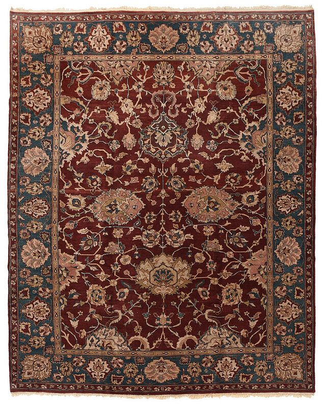 Appraisal: Hand Knotted Carpet India th century rust colored field with