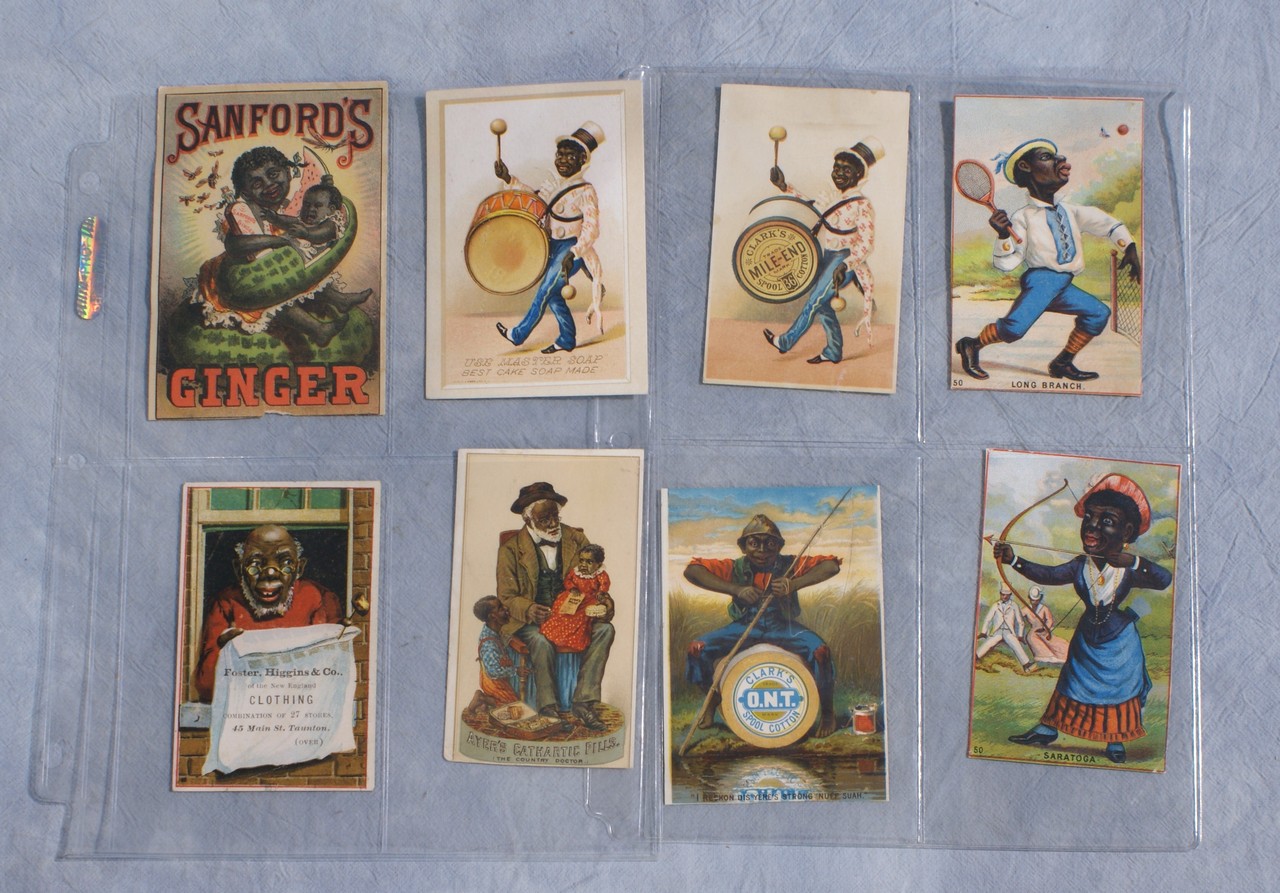 Appraisal: Black Americana trade cards pieces some trimmed