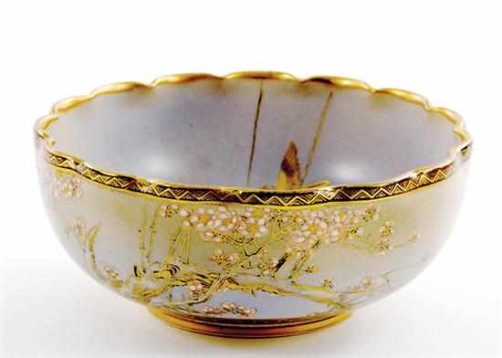 Appraisal: Japanese Satsuma bowl Meiji period circa ruffled rim on shallow