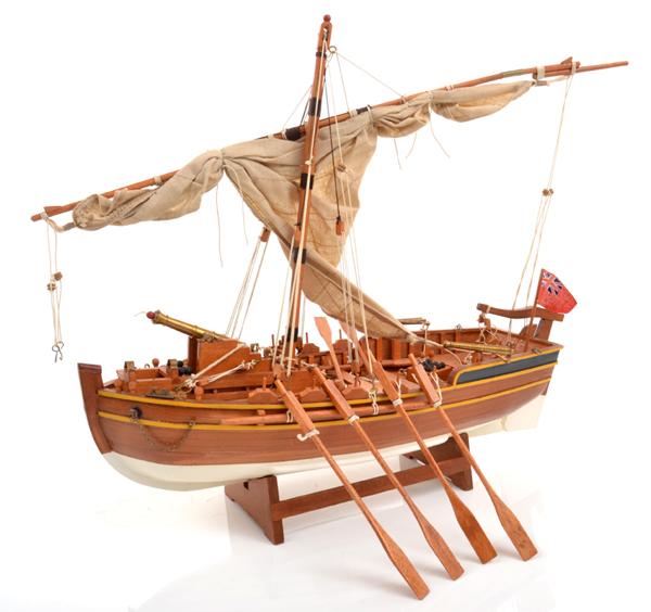 Appraisal: SCRATCH BUILT WOODEN SHIP WITH ENGLISH FLAG UNBOXED SCRATCH BUILT