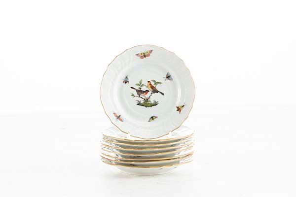 Appraisal: Eight Herend Rothschild Bird bread butter plates A set of