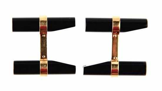 Appraisal: Cartier interchangeable onyx and crystal cufflinks black onyx barrels bound