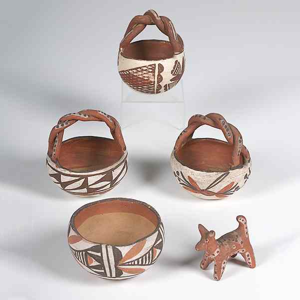 Appraisal: Group of Pueblo Pottery lot of including three baskets with