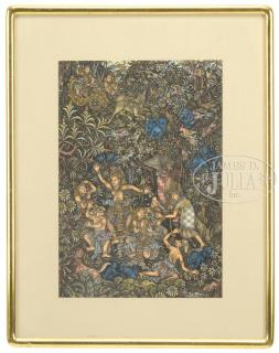 Appraisal: TWO FRAMED TH CENTURY BALINESE INDIGENOUS GOUACHES Including Ida Bagus