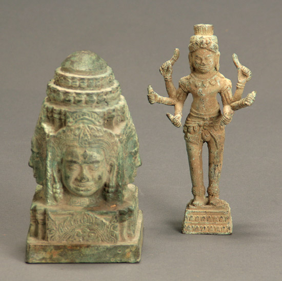 Appraisal: Two Thai or Cambodian Bronze Figure of a Shiva Lingaand