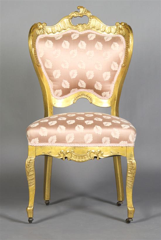 Appraisal: A Louis XIV Style Giltwood Side Chair Height inches