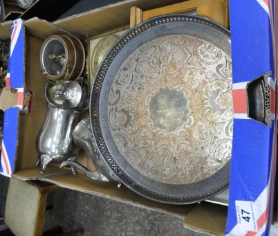 Appraisal: Tray of Metal Wares and clocks to include Three Mantle