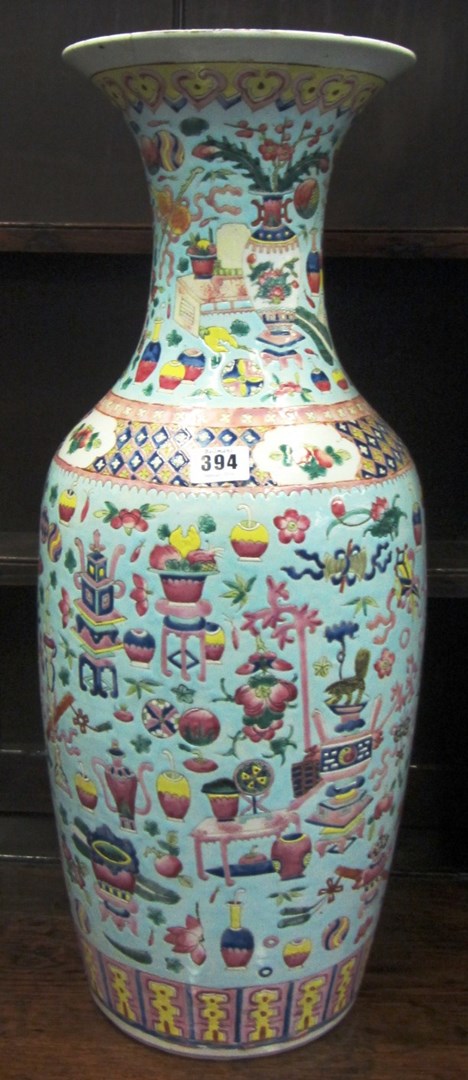 Appraisal: A tall Chinese famille-rose baluster vase late th century painted