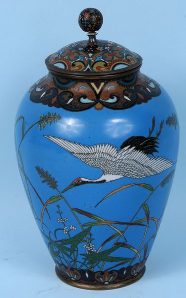 Appraisal: Late th Century CloisonnT urn having a top decorated with