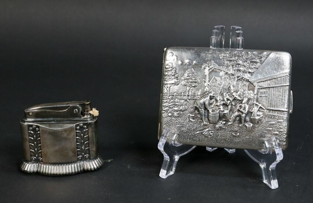 Appraisal: RONSON DIANA LIGHTER SILVERPLATE CIGARETTE CASERonson Newark New Jersey lighter