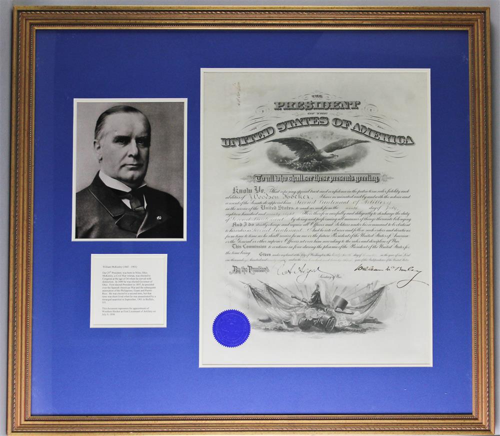 Appraisal: WILLIAM MCKINLEY PARTIALLY PRINTED DOCUMENT SIGNED AS PRESIDENT partially printed