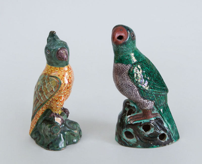 Appraisal: CONTINENTAL FAIENCE FIGURE OF A PARROT AND A CHINESE PORCELAIN