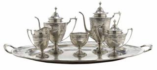 Appraisal: Five Pieces Sterling Tea Service and Japanese Sterling Three Piece