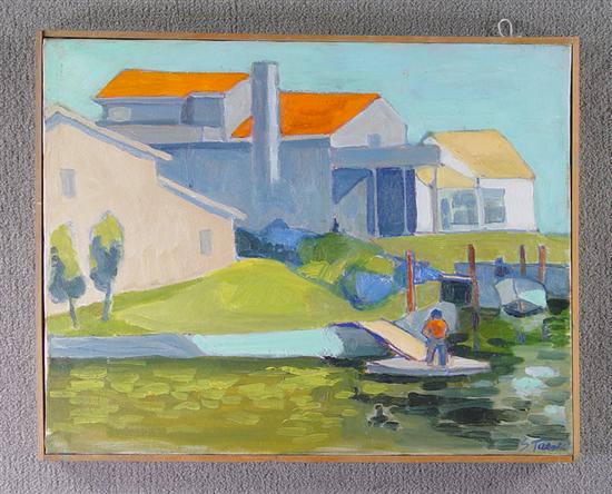 Appraisal: Turner Sally Virginia - Oil on canvas house at lakeside