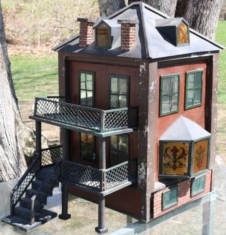 Appraisal: LATE TH C PAINTED TIN DOLL HOUSE IN OLD PAINTWITH