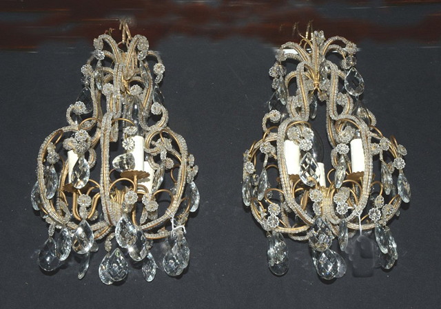 Appraisal: A PAIR OF SMALL CHANDELIER CENTRE LIGHTS each with gilt