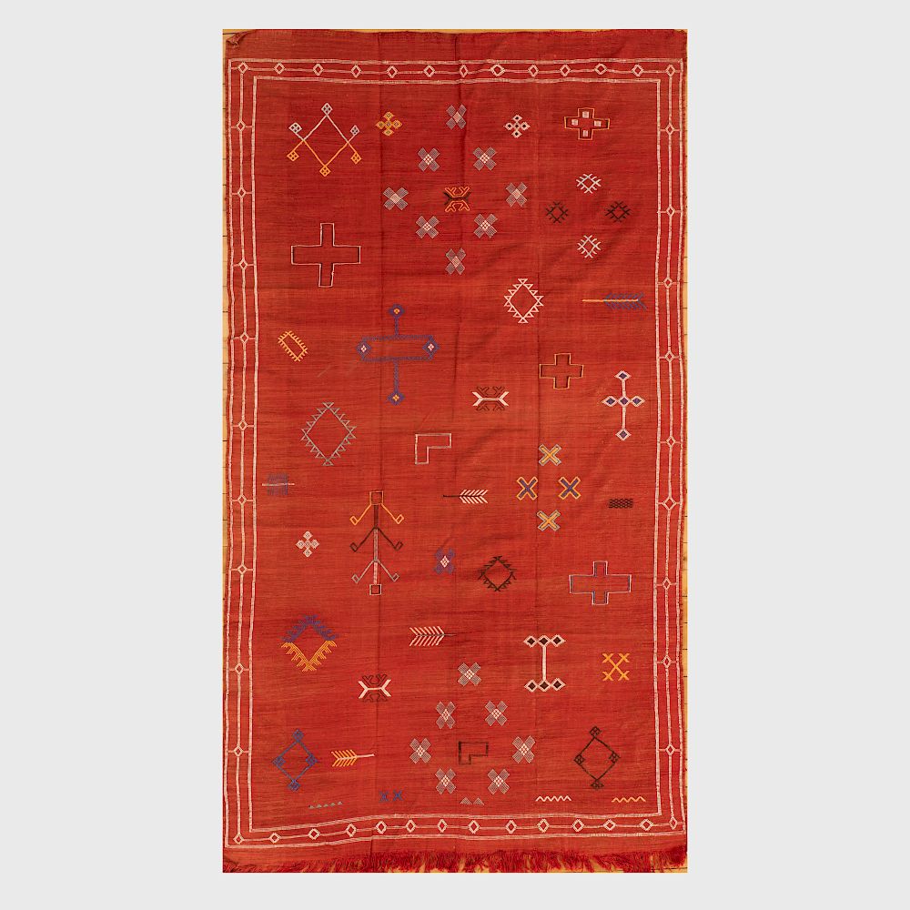 Appraisal: Three Moroccan Rugs Comprising A red ground rug A yellow